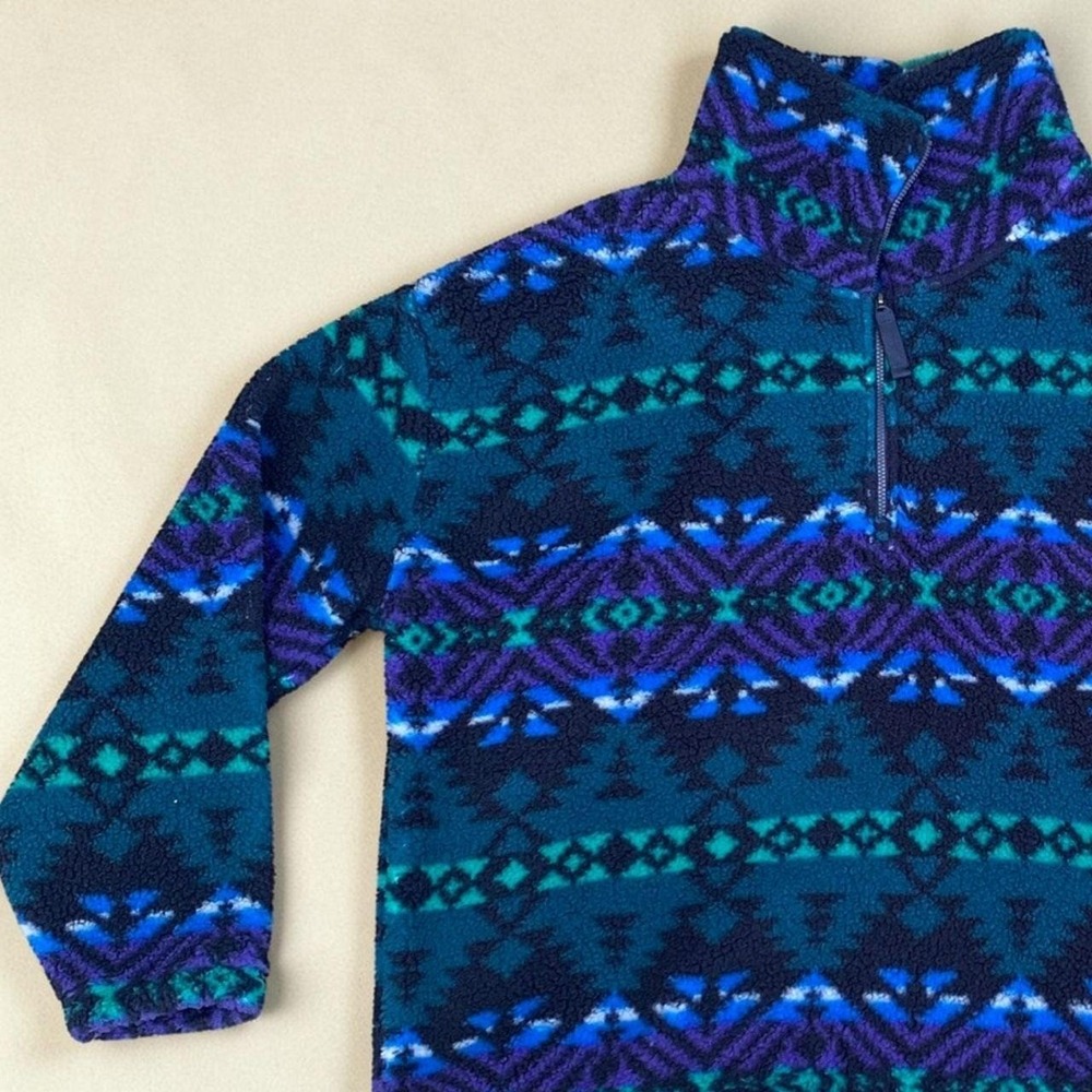Eddie Bauer Women's Southwestern Aztec Fleece Half Zip Pullover Size Large